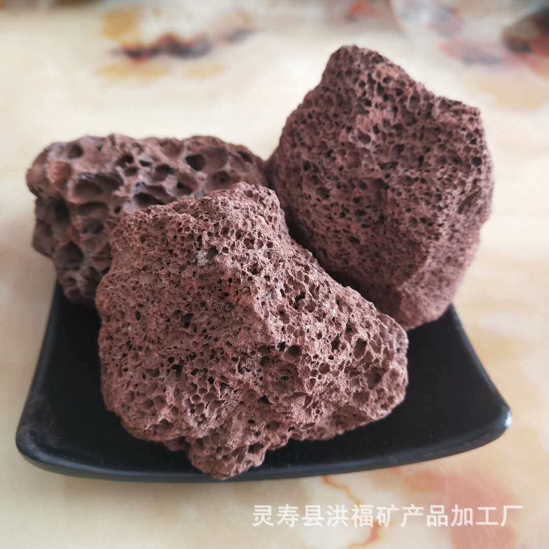 园林绿化火山石颗粒覆盖物 黑色火山石 水族鱼缸红色火山岩覆盖物