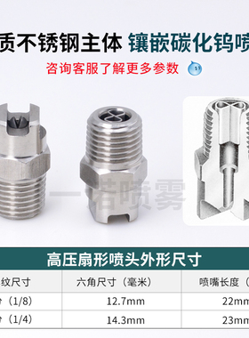 斯普瑞式硬化不锈钢高压清洗喷头MEG-SSTC镶嵌碳化钨喷芯扇形喷嘴
