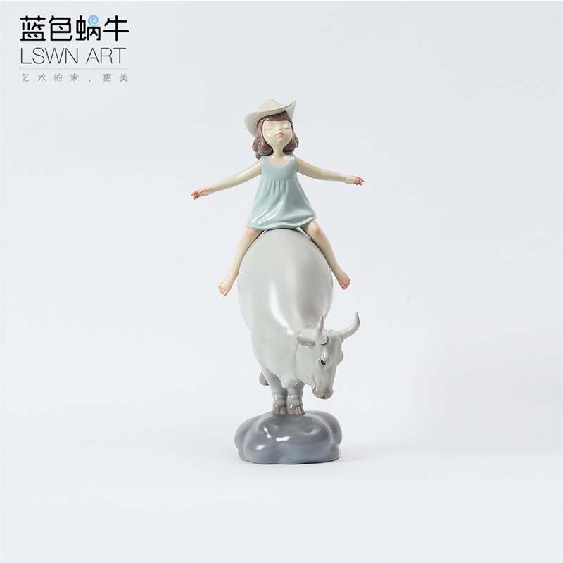 蓝色蜗牛 梦影少女-一起飞 摆件电视柜客厅酒柜样板间家居装饰品