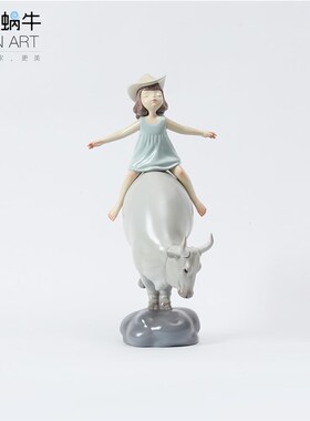 蓝色蜗牛 梦影少女-一起飞 摆件电视柜客厅酒柜样板间家居装饰品