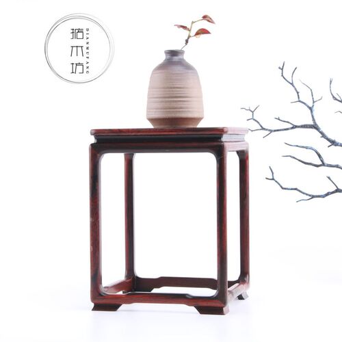 红酸枝高低明式博古架 木雕工艺品展示架多宝格花盆景花架底座