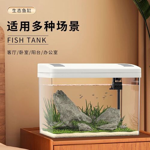 鱼缸新款家用客厅小型乌龟饲养缸过滤器净水循环三合一生态造景缸