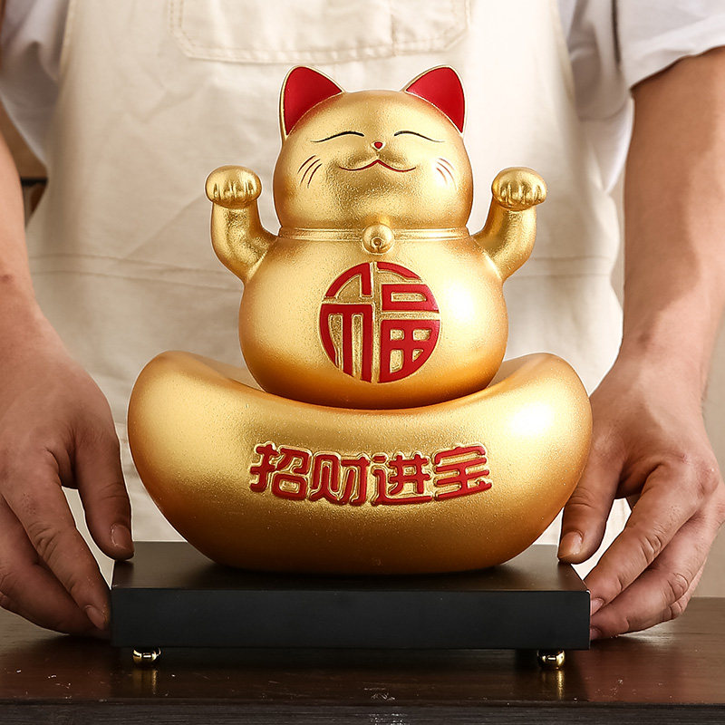 招财猫生意人摆件店铺开业贺礼办公室前台收银柜台八方来财发财猫