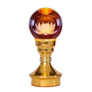 佛前供灯LED七彩黄光水晶莲花灯家用供台财神观音荷花灯一对插电