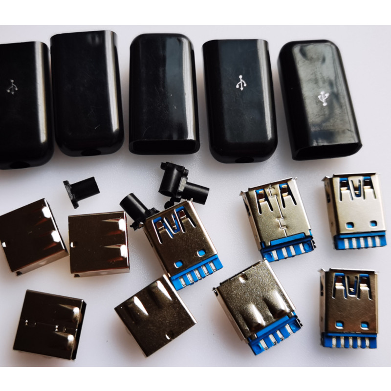 USB 3.0AF180度焊线式A母四件套母座3.0AM高速A公连接器插座接口