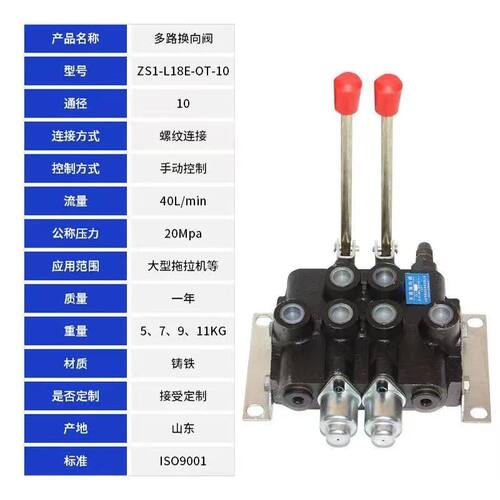 ZS-118系列多路阀换向阀液压分配器手动一至五联阀液压阀
