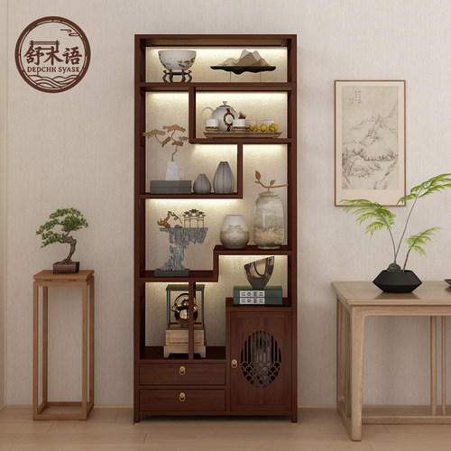 新中式博古架茶具收纳展示柜置物