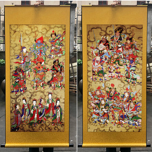 六丁六甲神像雷部众将天兵挂画水陆画玄关客厅装饰丝绸卷轴画新品