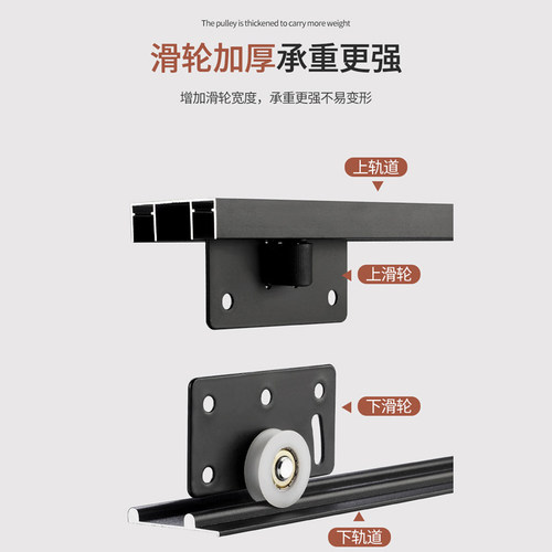 衣柜移门轨道木门推拉门上下轨双导轨柜子书柜两三门滑道橱柜滑轨