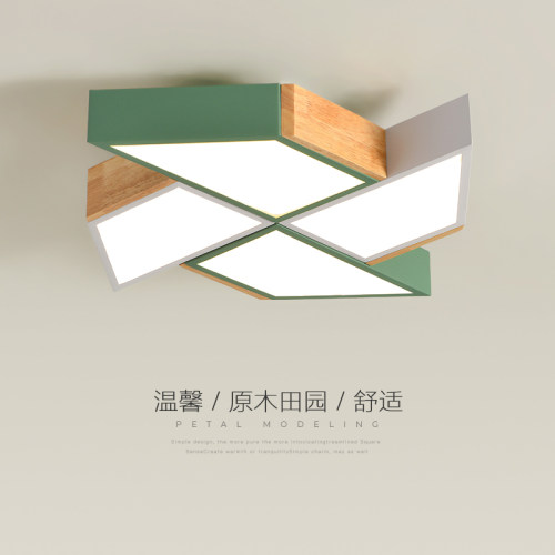 北欧原木创意风车LED卧室吸顶灯餐厅护眼无频闪儿童房灯中山灯具