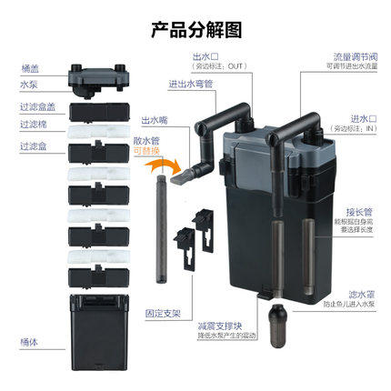 森森缸外过滤器壁挂式鱼缸迷你过滤桶水族箱外置草缸过滤HBL803