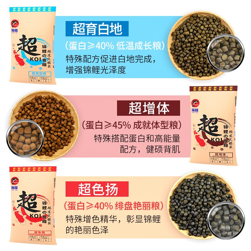 海豚锦鲤饲料下沉比赛级锦鲤专用立鲤鱼粮色扬育成颗粒不浑水鱼食