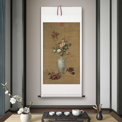 清郎世宁《午瑞图》客厅书房茶室装饰画挂画玄关水墨高清卷轴字画