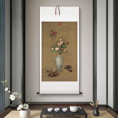 清郎世宁《午瑞图》客厅书房茶室装饰画挂画玄关水墨高清卷轴字画