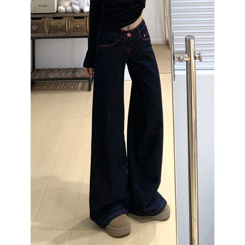 低腰牛仔裤夏薄款女款裤子2026夏季新款小个子直筒阔腿深蓝色长裤