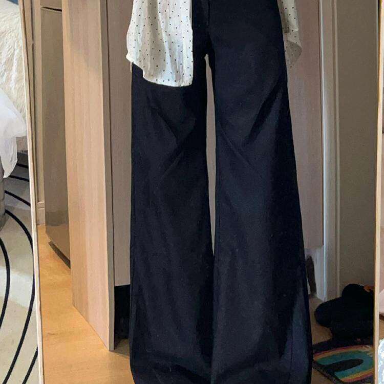 黑色阔腿西装裤子女款春季垂感高级感宽松bf慵懒风大尺码胖mm休闲