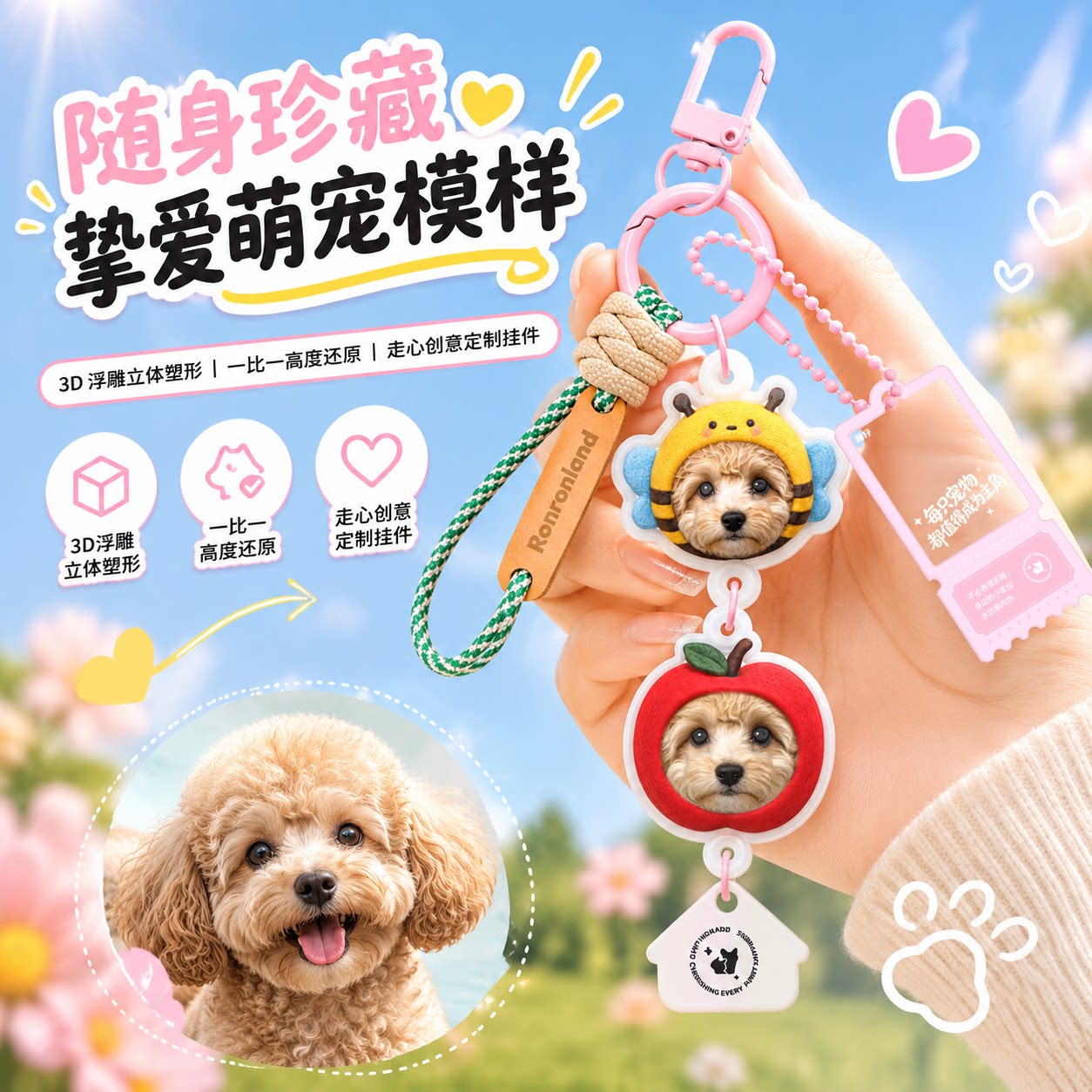 茸仔AI叠叠乐3D宠物定制钥匙扣图片