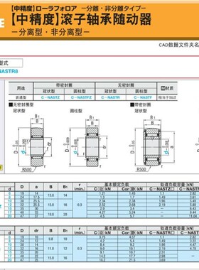 滚子轴承随动器 米思米型 C-NASTR 6 8 10 12 15 17 20