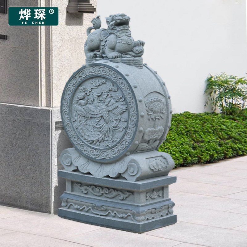 石雕门墩抱鼓石一对家用貔貅新中式庭院门口招财镇宅摆件公司户外