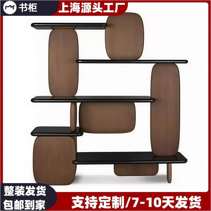 北欧烤漆书架书柜简易落地置物架家用一体学生阅读柜实木书柜书桌