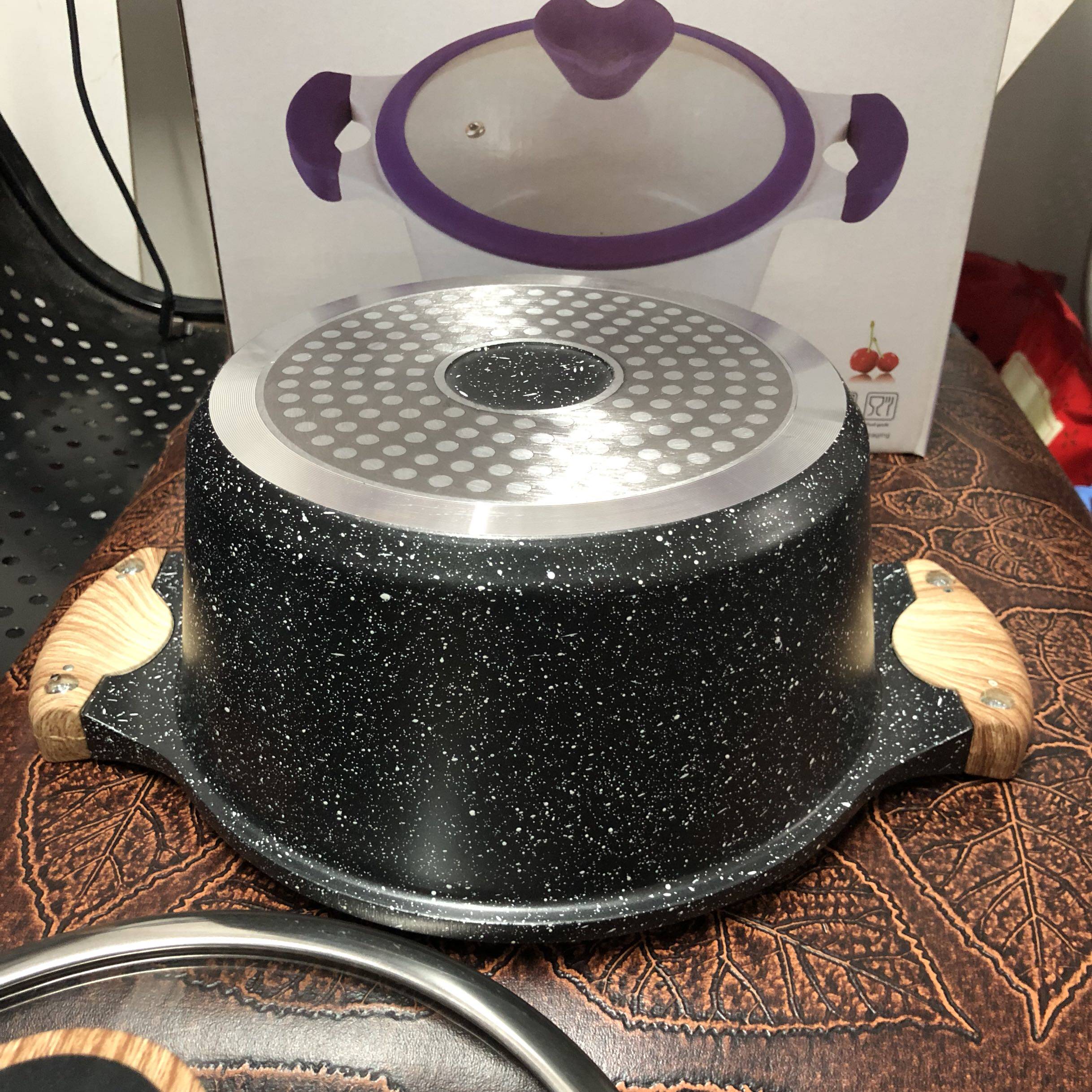麦饭石不沾汤锅 家用铝合金煮锅 电磁炉适用炖锅 粉嫩少女心锅具