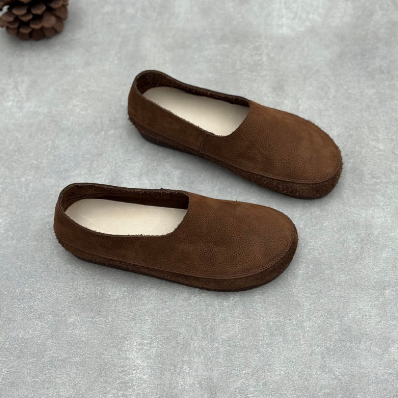手工真皮女士单鞋平底鞋Women's Genuine Leather Shoes