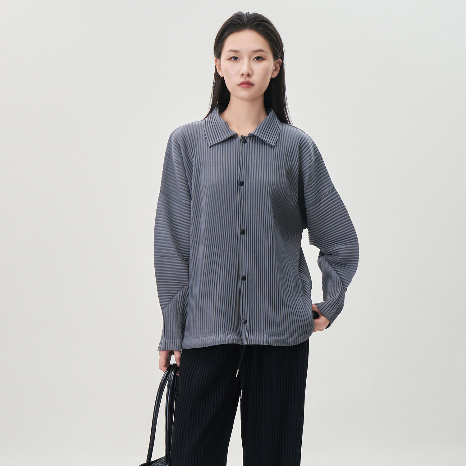 翻领夹克外套女高级感时尚厚款宽松暗扣抽绳洋气百搭卫衣开衫