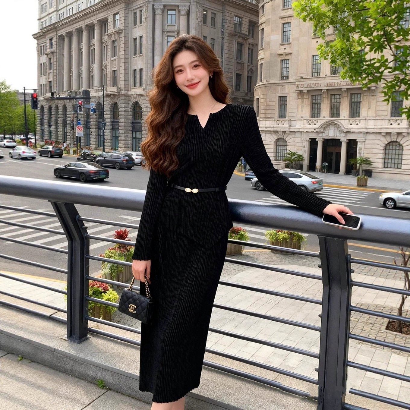 时尚套装女装御姐高级感秋冬装搭配一整套女丝绒上衣半身裙两件套