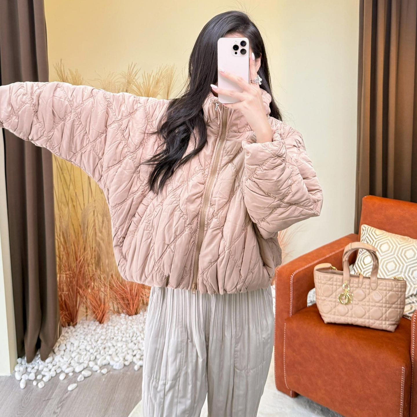 高品质棉服外套女冬季新款加厚短款棉袄宽松夹克褶皱面包服