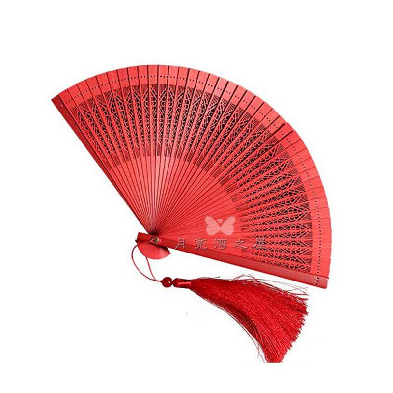 【高档精品扇】出口日式折扇 全竹扇子 礼品扇 烤漆 大红色玫瑰花