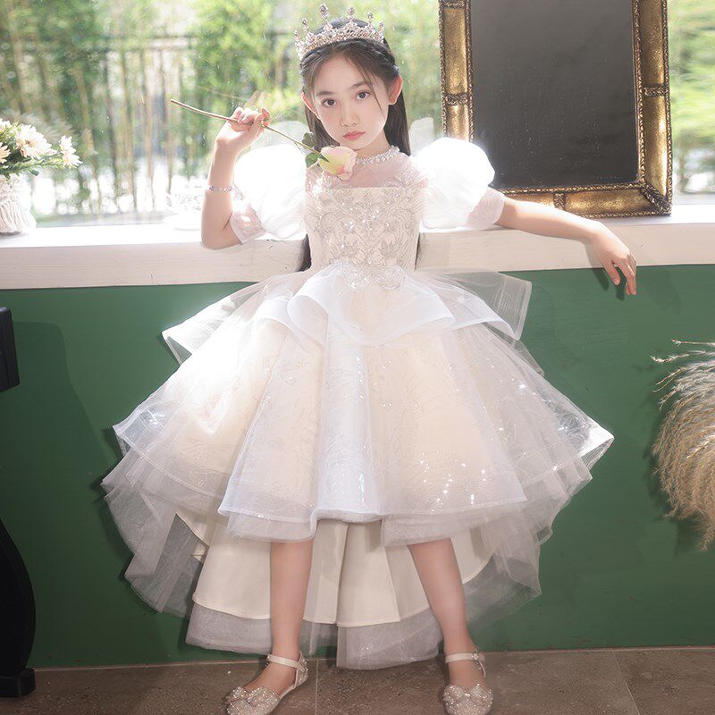女童高端花童婚礼小女孩公主裙夏季儿童主持人高级感钢琴表演礼服
