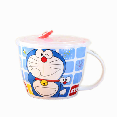 陶瓷大号早餐杯麦片碗燕麦杯泡面碗带把带盖微波炉汤碗餐具送勺筷