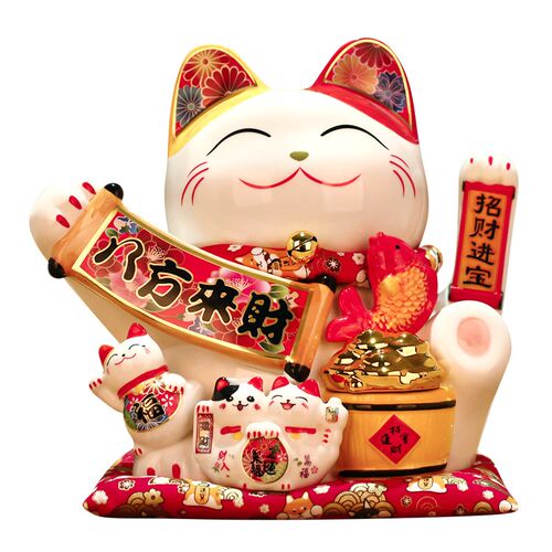大号招财猫摆件店铺收银台前台开业礼品自动招手八方来财发财猫