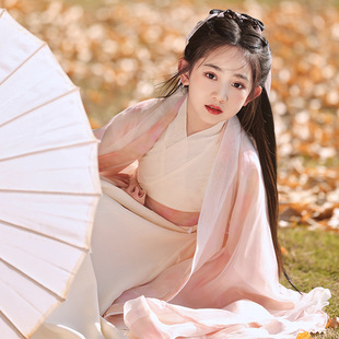 2026新款中国风女童汉服超仙儿童交领唐装广袖仙女连衣裙夏季套装