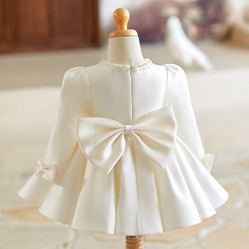 2026新款花童婚礼服女童白色公主裙女宝宝周岁生日礼服洋气日常可图片