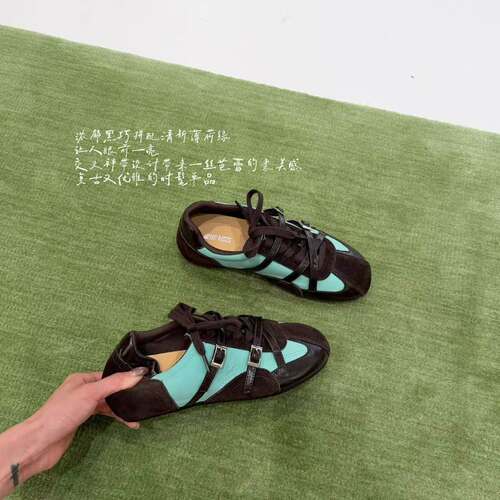 H55女鞋夏季新款透气轻便增高防滑运动网面撞色系带休闲德训鞋