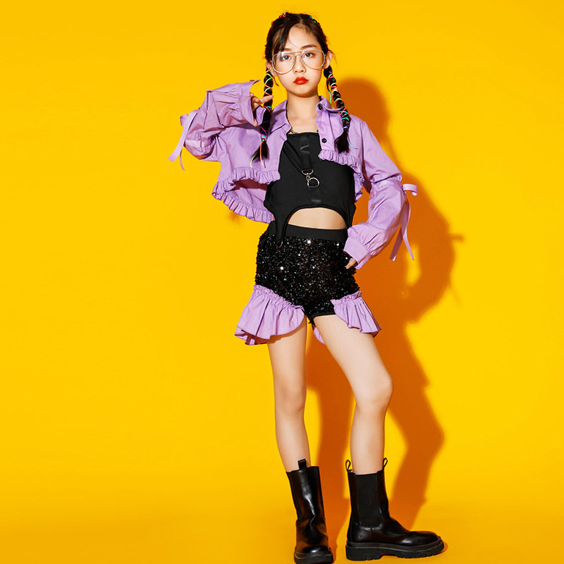 2026新款儿童爵士舞舞蹈潮服女童演出套装时髦网红女孩走秀服装少
