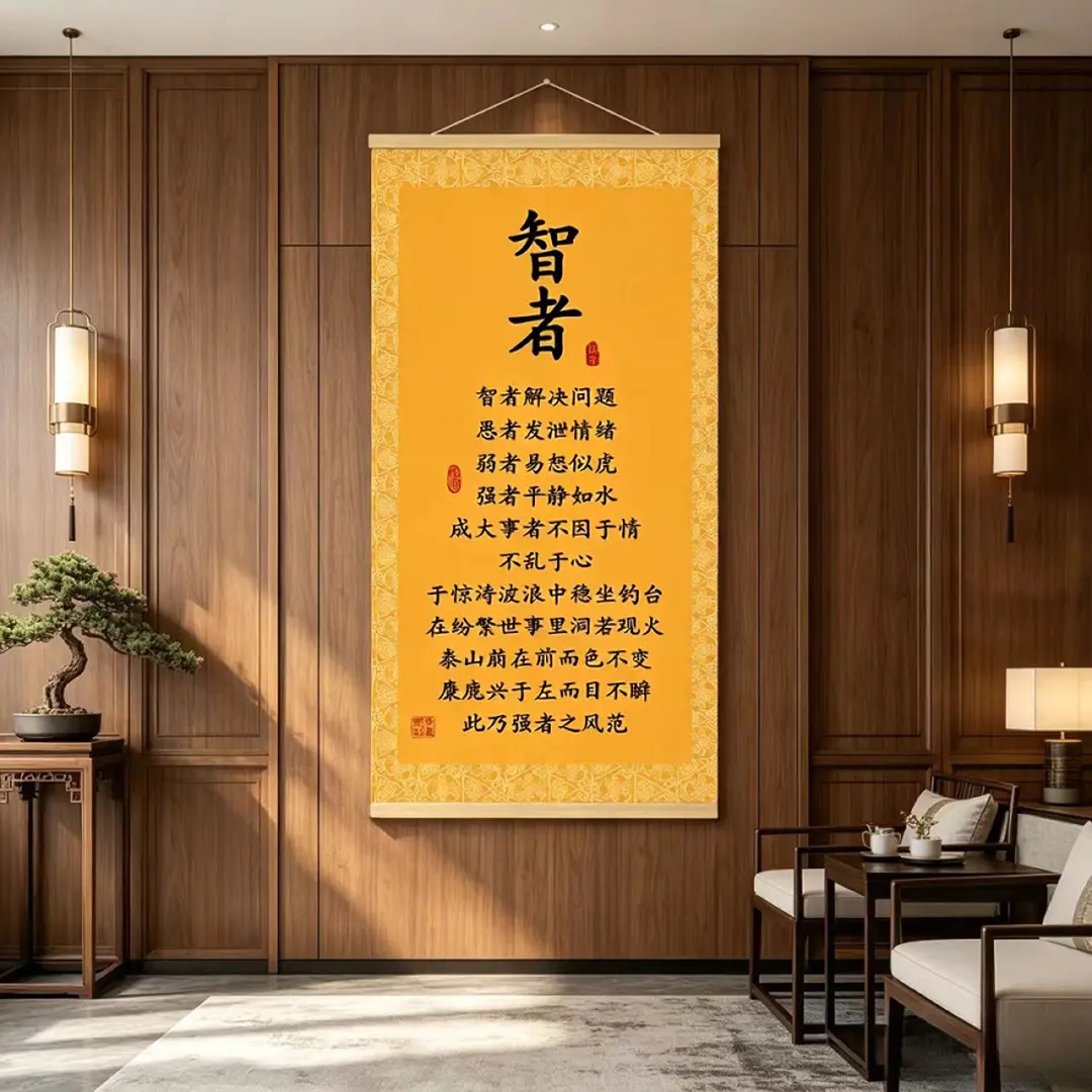 强者风范新中式励志智者挂画王者客厅玄关装饰字画书房书法挂图