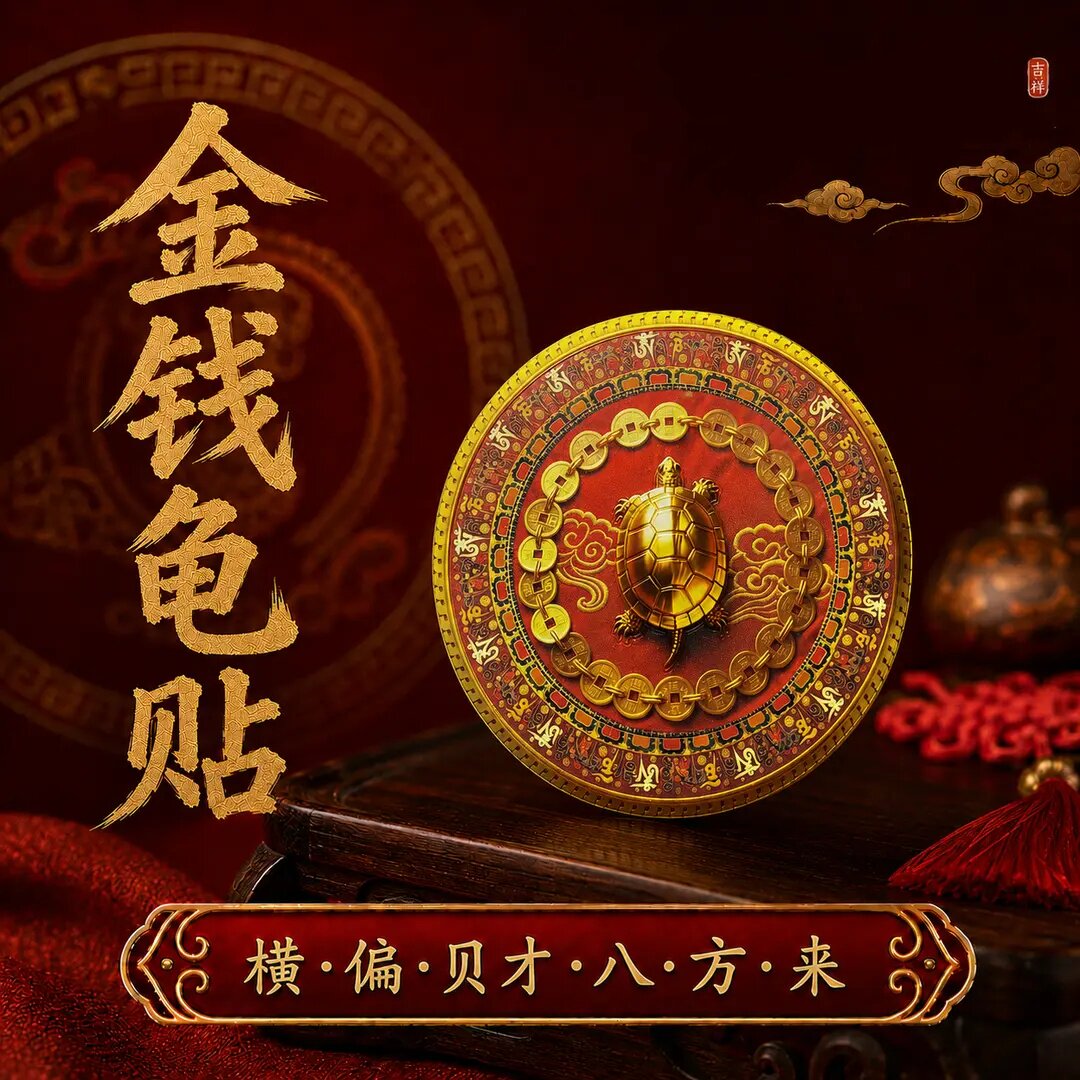 金钱龟贴金龟装饰贴画西墙鱼缸背景立体鞋柜贴解决开门见鞋柜梓晏