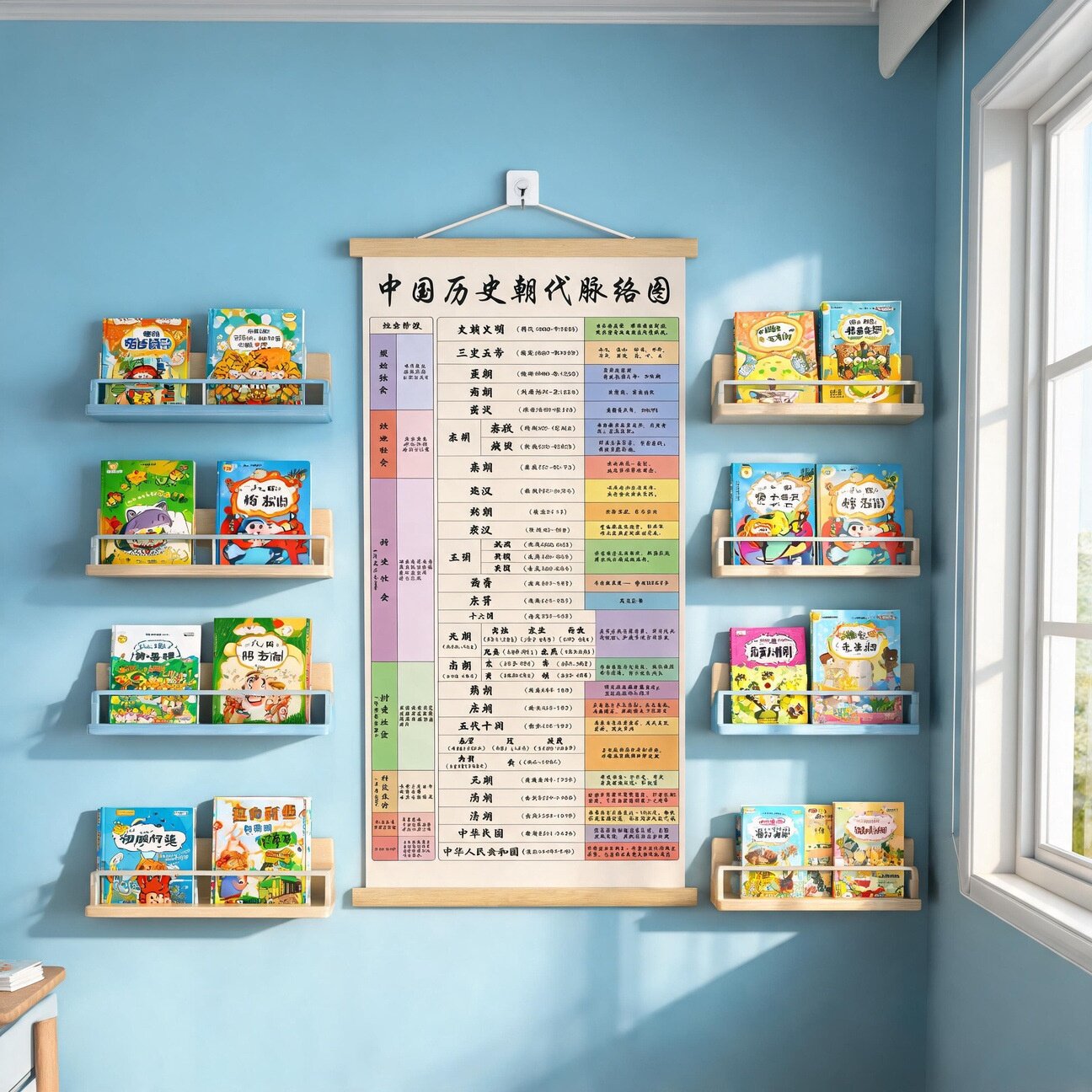 中国历史朝代脉络图挂画幼儿园教室墙面装饰儿童房书房励志装饰画