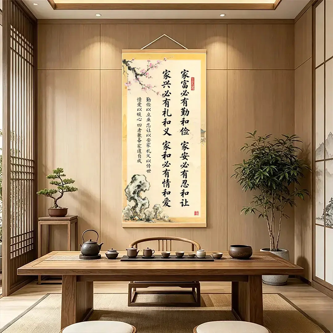 立家之本新中式挂画家训持家安家书法字画客厅玄关书房画装饰挂画