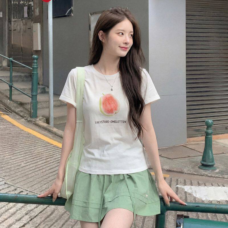2026夏季新款【苏姗SUSAN】韩版印花短袖T恤圆领套头上衣女MT3012