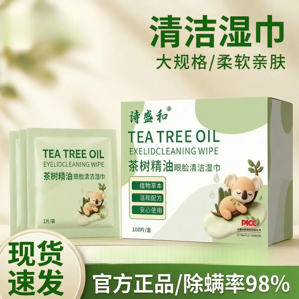 诗盛和茶树精油眼睑清洁湿巾植物萃取缓解眼干眼涩眼痒温和护理