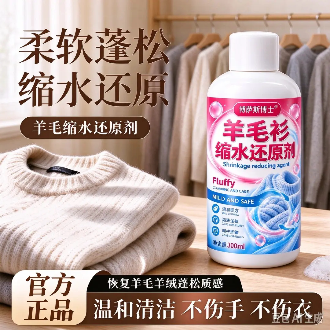 博萨斯博士羊毛衫羊绒缩水还原剂柔软蓬松温和清洁不伤衣物不伤手