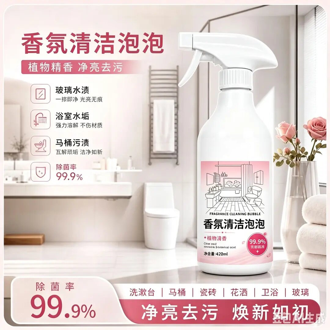多功能香氛清洁泡泡卫生间浴室玻璃马桶瓷砖水渍污垢洁厕剂洁小泡