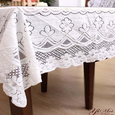 小清美式式田园蕾丝方形桌布台布茶几布涤棉桌布米白色餐桌布