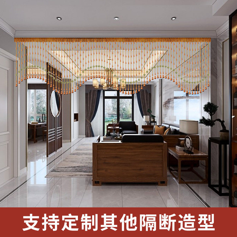 桃木葫芦水晶隔断珠帘五帝铜钱卫生间遮挡家用客厅卧室免打孔门帘