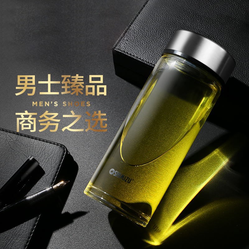 清水玻璃杯加厚耐热大容量定制刻字水杯男女士便携办公泡茶水杯