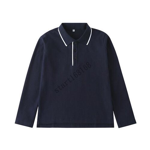 斯踏迪英伦风学院枣红长袖polo衫T恤春秋翻领校服 中小学生打底衫