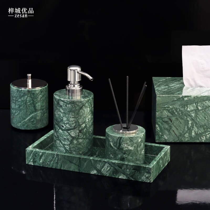 高档大理石洗漱套装北欧轻奢浴室用品洗手液瓶子托盘纸巾盒套件